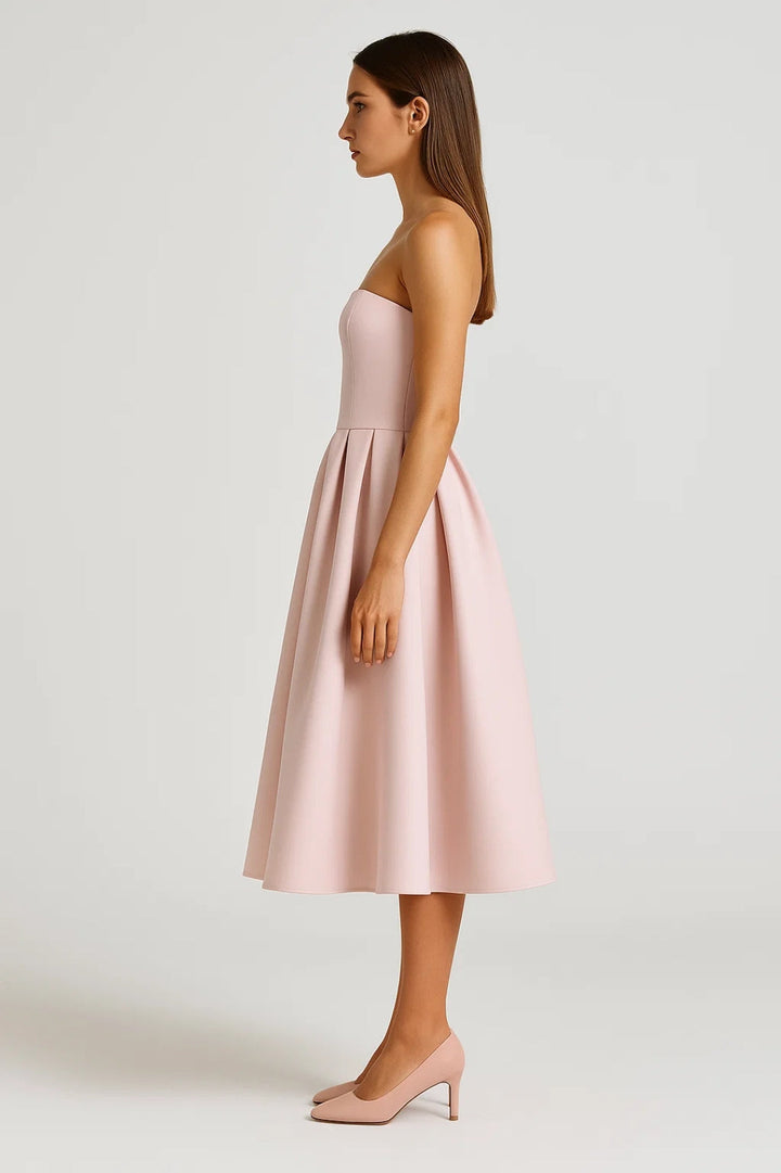 Dam Klänning | Elegant | Strapless | Plisserad Kjol | Sommar