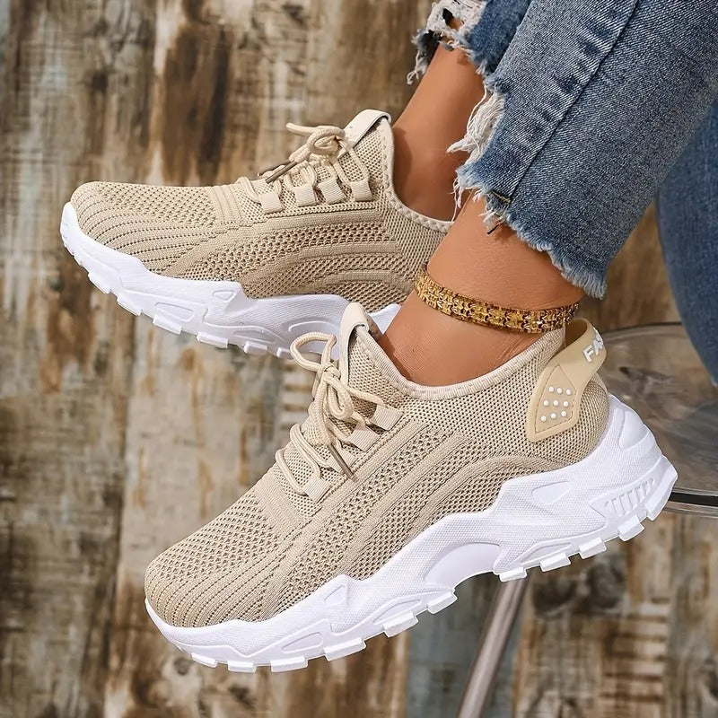 Sneakers för kvinnor | Sommar Mesh & Snörning | Bekväma låga löparskor