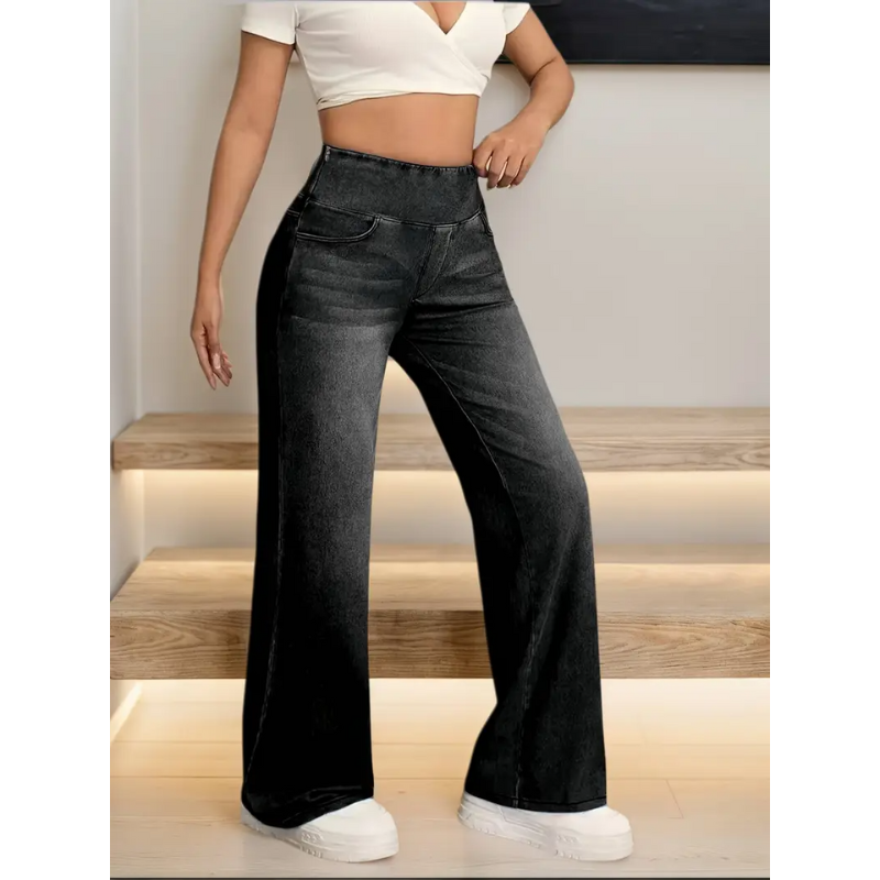 Höga Midjejeans Dam | Stretchiga Byxor med Dold Dragkedja | Kläder