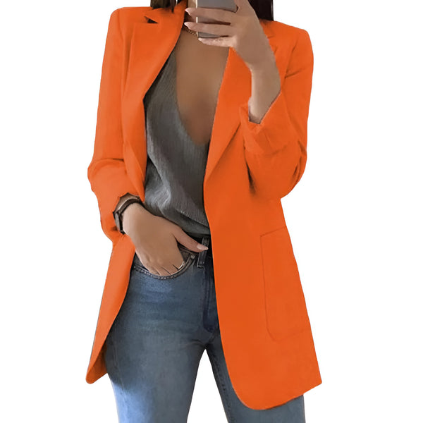 Kvinnor Lång Blazer | Elegant Design | Stilren & Tunn | Perfekt för Lager-på-lager