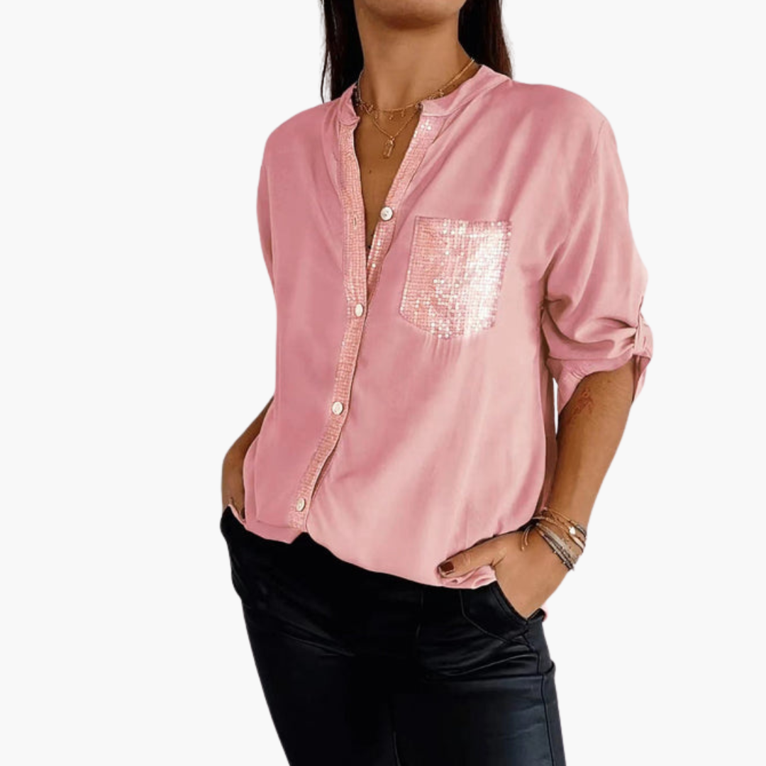 Dam Blus | Elegant | Med Knappar | Vår