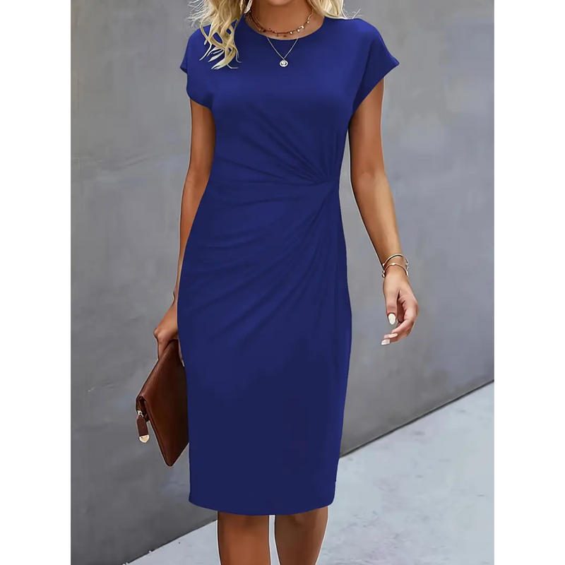 Dam Bodycon Klänning | Rynkad Design | Smickrande & Elegant Passform | Polyester-Bomstickad struktur