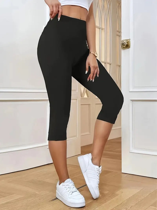 Dam Leggings | Hög Midja | Stretch & Capri Längd | Bekväma Vardagsbyxor