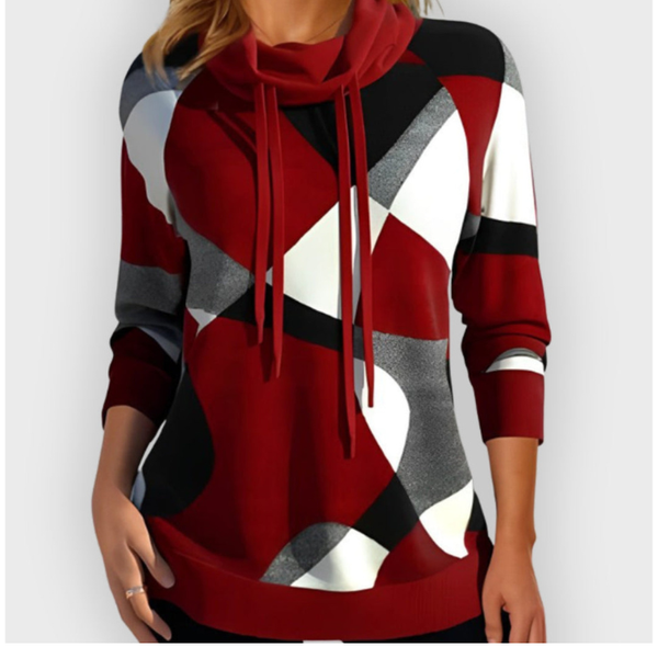 Stickad tröja Dam | Mönstrad Design & Hög Krage | Casual