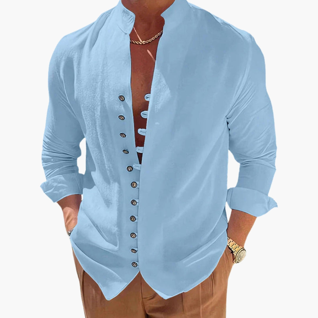 Herr Skjorta | Elegant | Med Knappar | Sommar