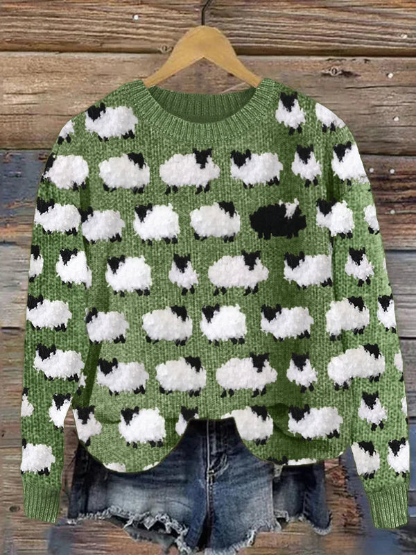 Dam Tröja | 3D Djurmotiv | Avslappnad Långärmad Jumper | Polyester