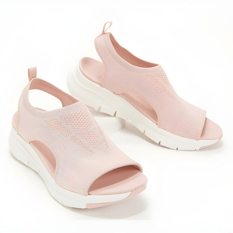 Sandaler för Dam | Mesh med Öppen Tå | Lätta & Andas | Kilklack för Sommarbruk