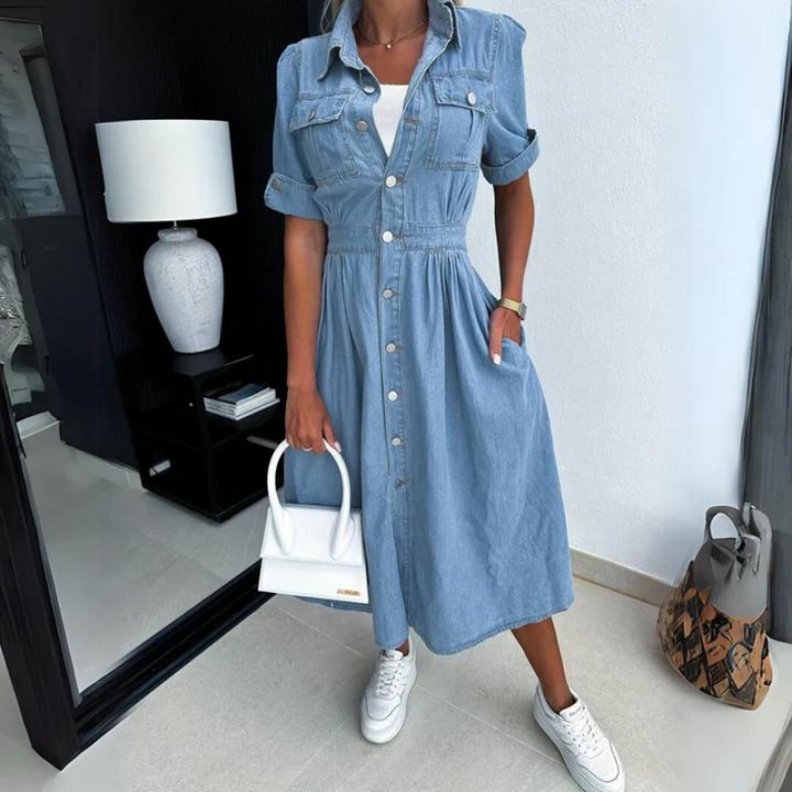 Dam Klänning | Elegant | Kort Ärm | Sommar