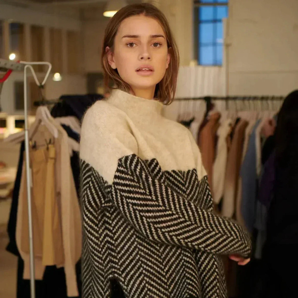 Stickad Tröja |  Polokrage och långarm |  Elegant Stil