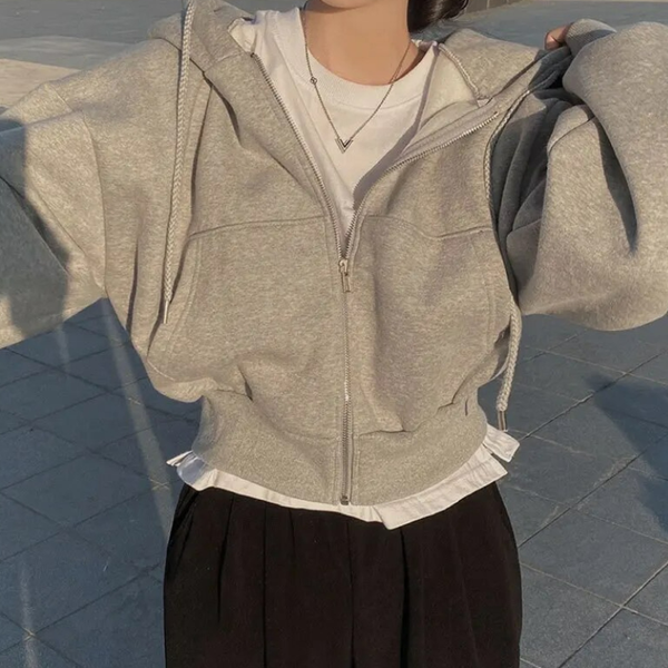 Damehoodie | Mjuk textur och Dragkedja | Vinterjacka Dam