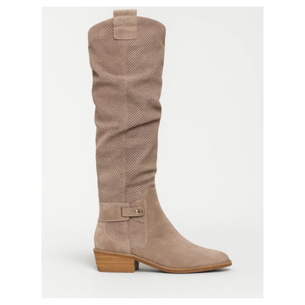 Skor Dam | Långa Stövlar | Perforerade Detaljer och Låg Klack