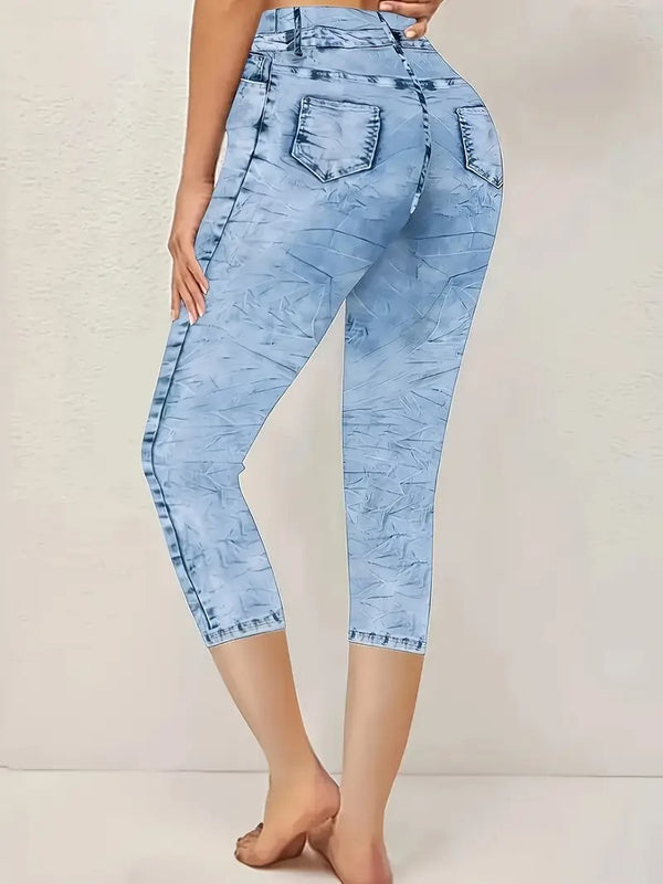 Dams Capri Byxor | Stretch & Somrig Stil | Elastisk Midja & Komfortabel Passform