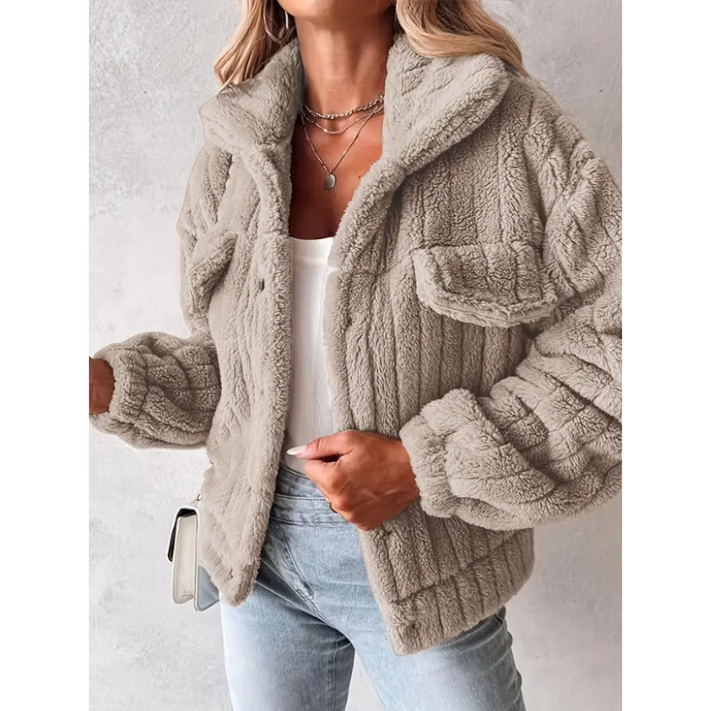 Vinterjacka Dam | Plushjacka i enfärgat | Casual och varm jacka