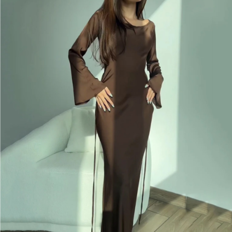 Festklänningar | Långärmad Bröllopsklänning Dam | Elegant Maxi Stil