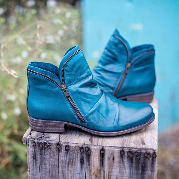 Skor Dam | Korta Vintage Boots | Dragkedja Design