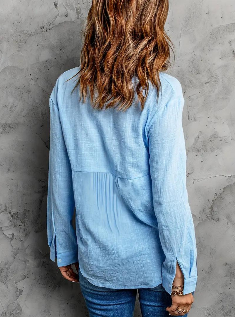 Dam Blus | Ledig Passform | Knappstängning | Sommar