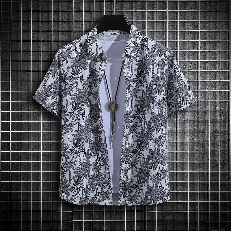 Herr Skjorta | Oversized | Blommigt Mönster | Sommar
