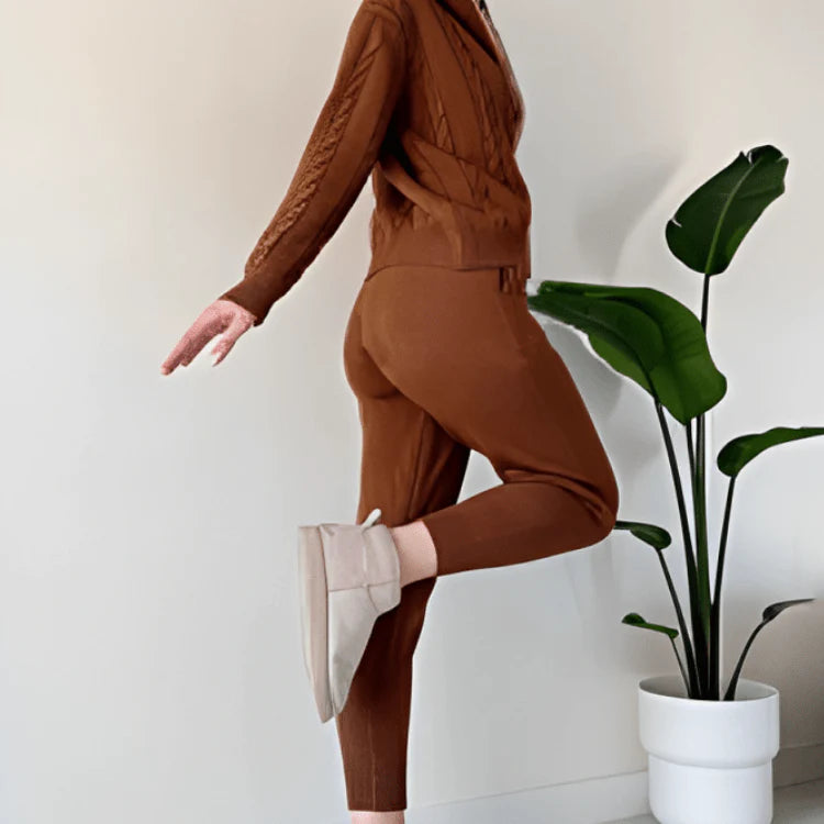 Kvinnor Tvådelat Set | Varmt & Bekvämt | Avslappnad Passform | Stilren Loungewear