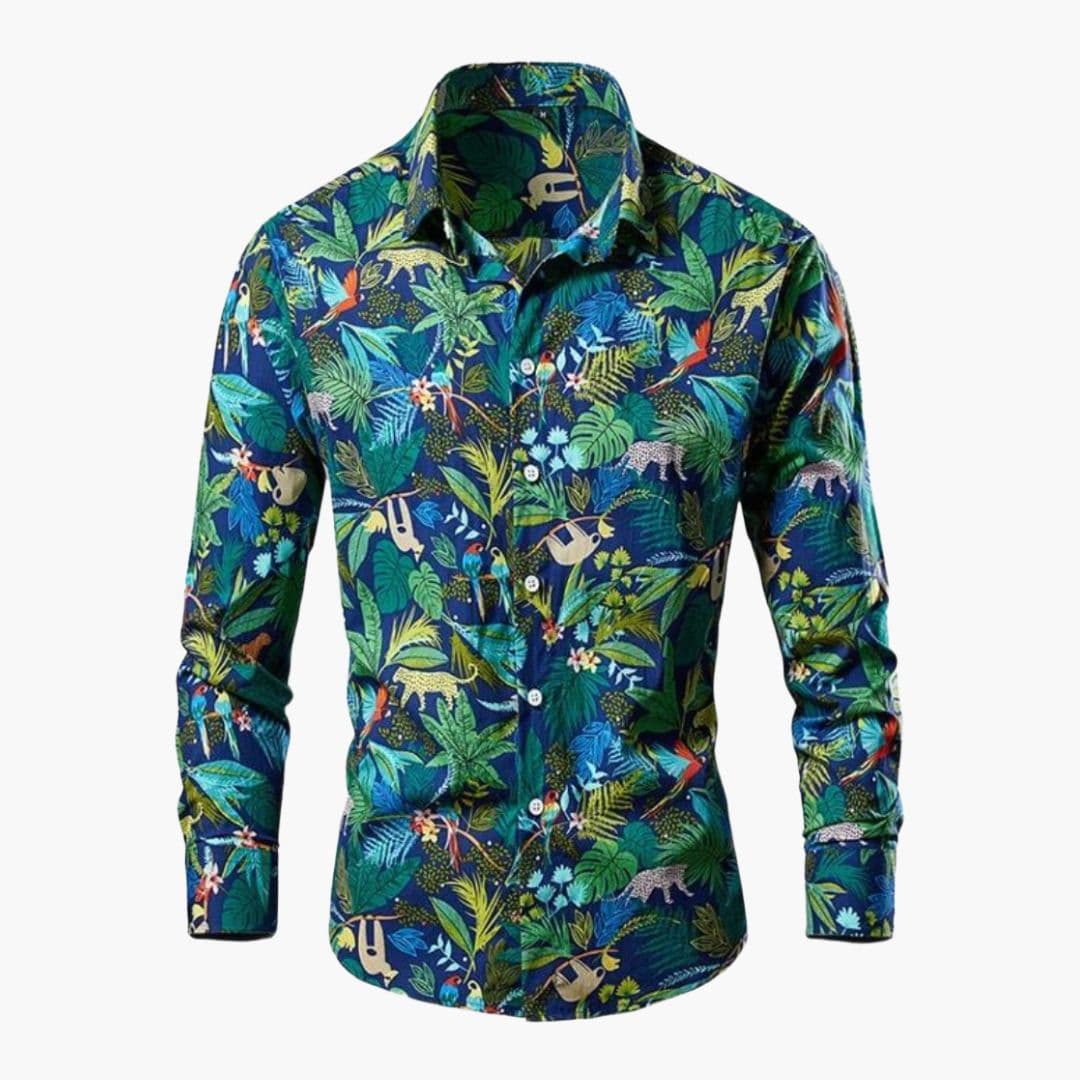 Herr Skjorta | Slimfit | Blommigt Mönster | Sommar