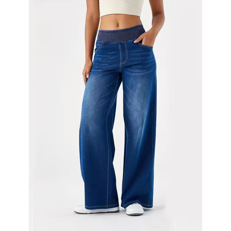 Damjeans | Hög midja och vida ben | Stretchiga kläder