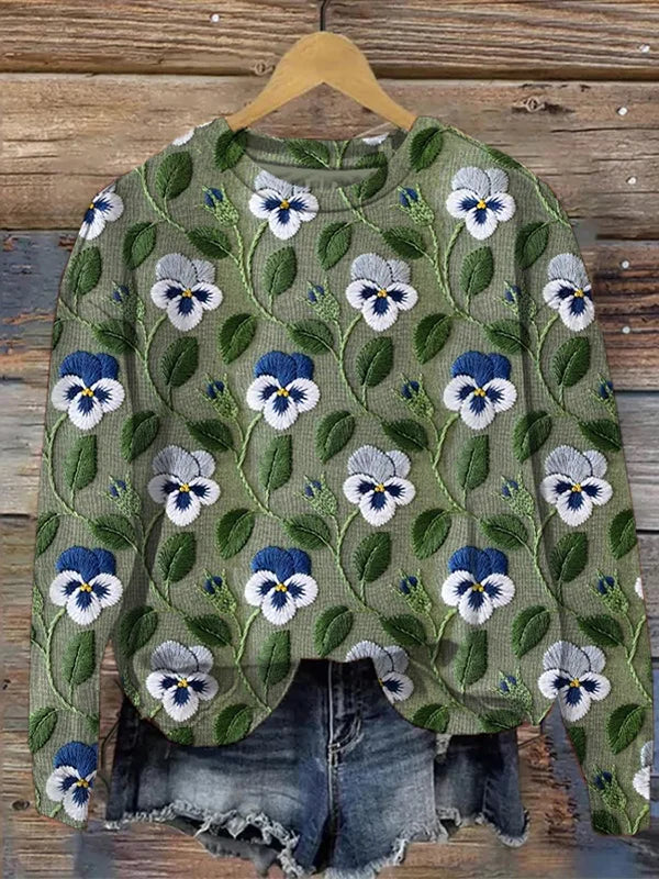 Damtröja | Blommönster & Broderi | Avslappnad & Bekväm | Polyester