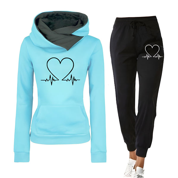 Kläder Dam | Tvådelad Träningsdräkt | Hoodie & Byxor | Sportigt & Bekvämt Set