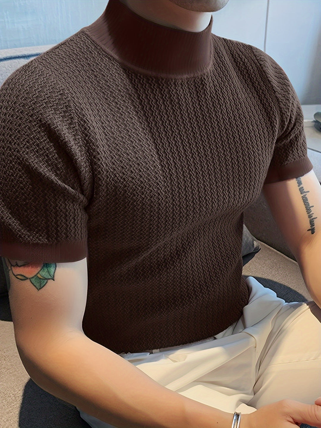 Herr T-shirt | Getailleerd | Hög Krage | Sommar