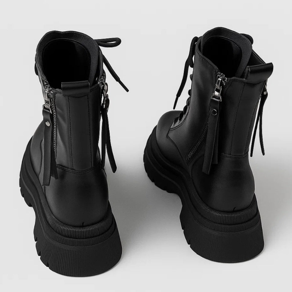 Skor Dam | Snörade Kängor med Platåsula | Trendig Ankelmodell