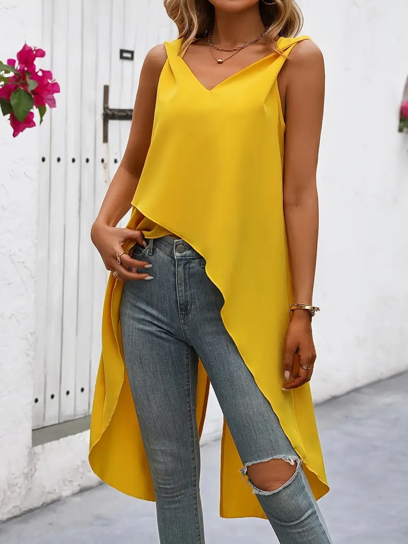 Dam Top | Elegant Asymmetrisk Axel & Off-Shoulder | Modern & Somrig Stil