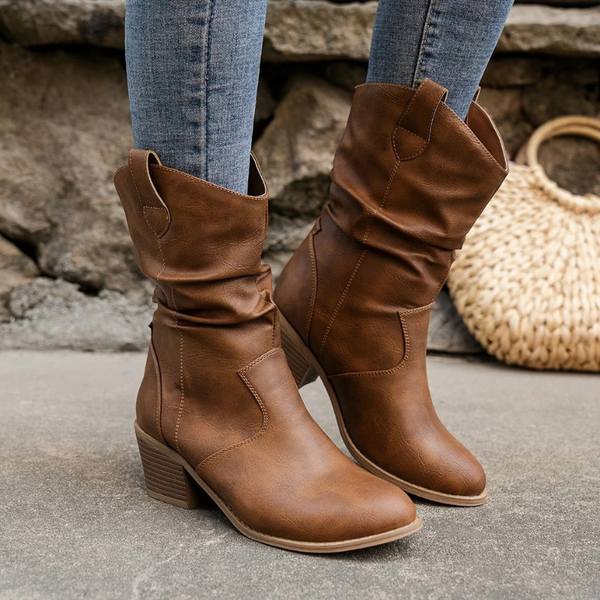 Skor För Vinter | Cowboyboots Dam | Spetsig Tå & Tjock Klack