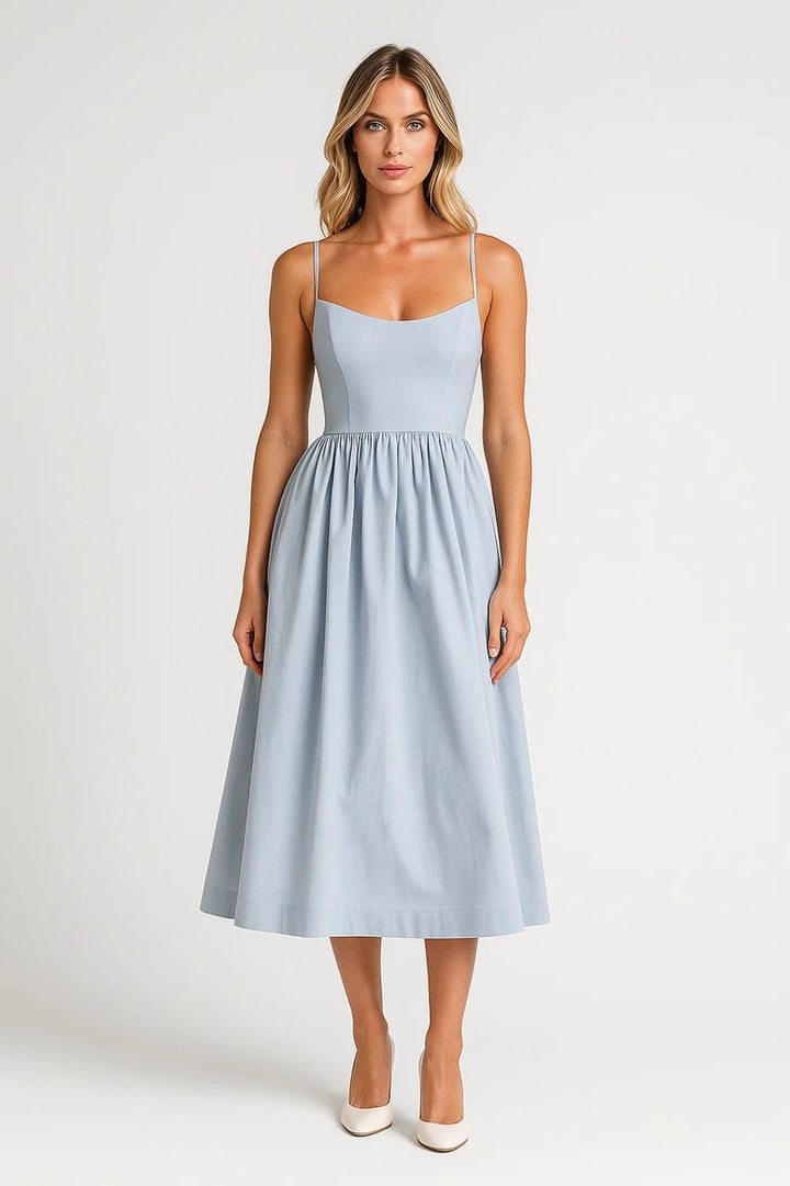 Dam Klänning | Elegant | Utsvängd Midi | Sommar