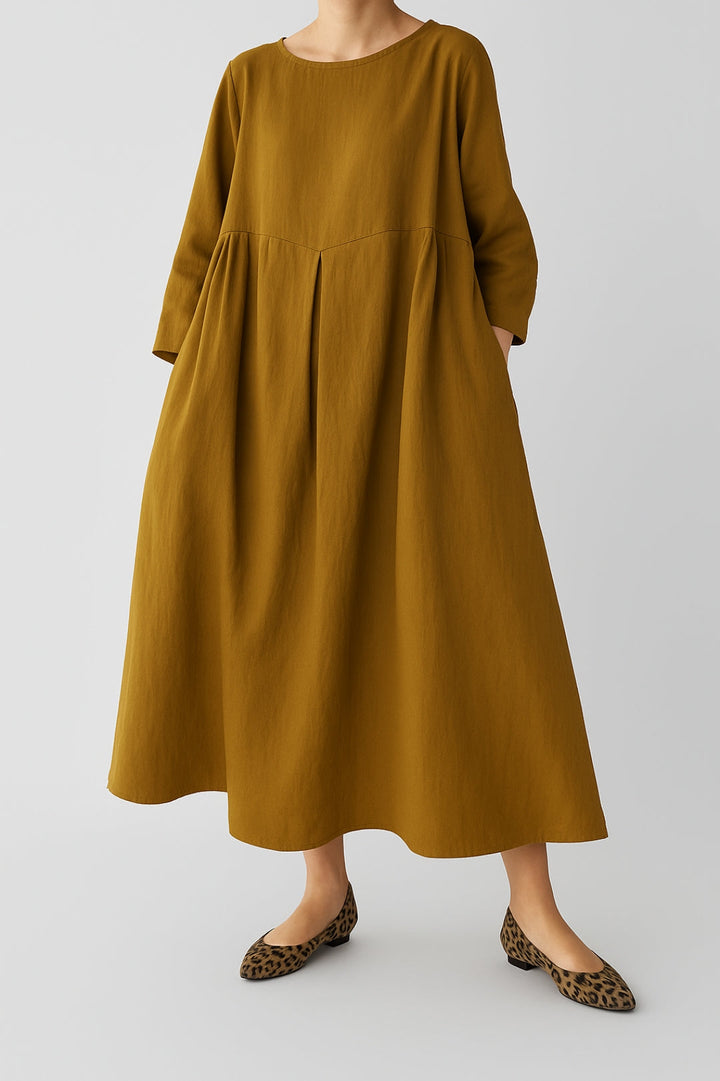 Dam Klänning | Oversized | Rund Hals 3/4 Ärm | Sommar