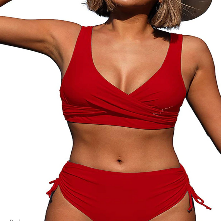 Bikini set för kvinnor | Hög midja &amp; vadderad | Korsrygg &amp; tvådelad | Klassisk design