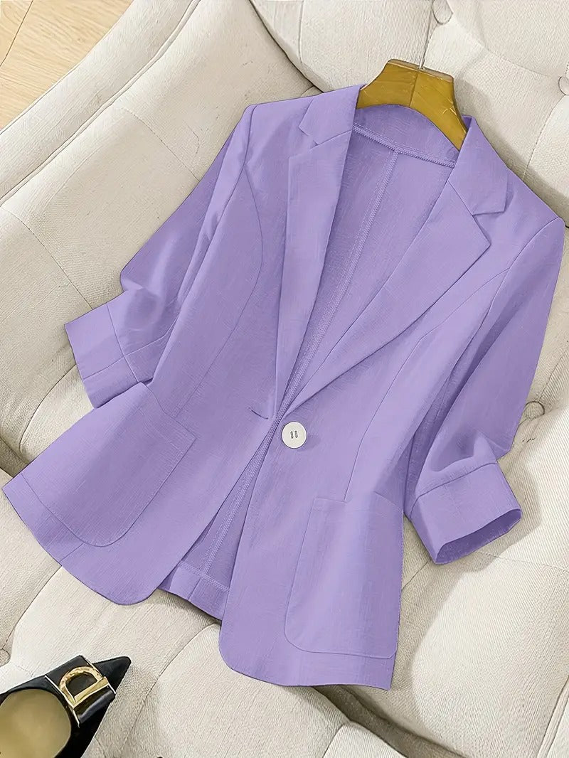 Blazer för kvinnor | Chic polyester och ankelrad design | Fickor och hack i kragen | Sommar