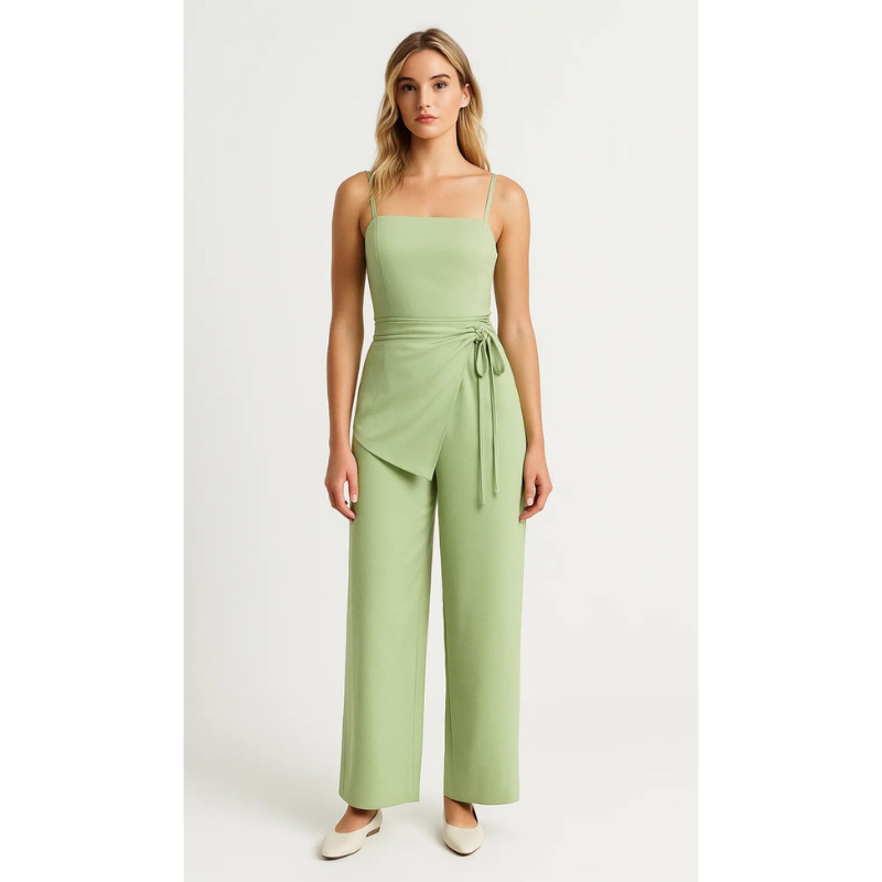 Damset | Ärmlöst och Byxor med vida ben | Eleganta Kläder