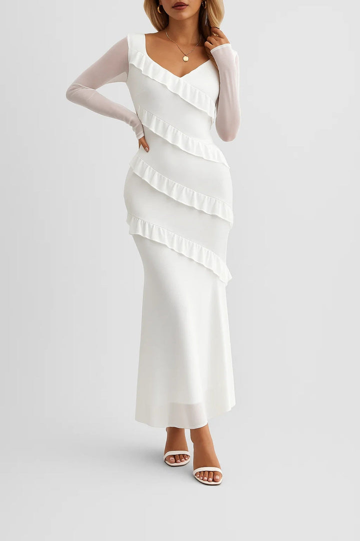 Dam Klänning | Elegant | Volangdetaljer | Sommar