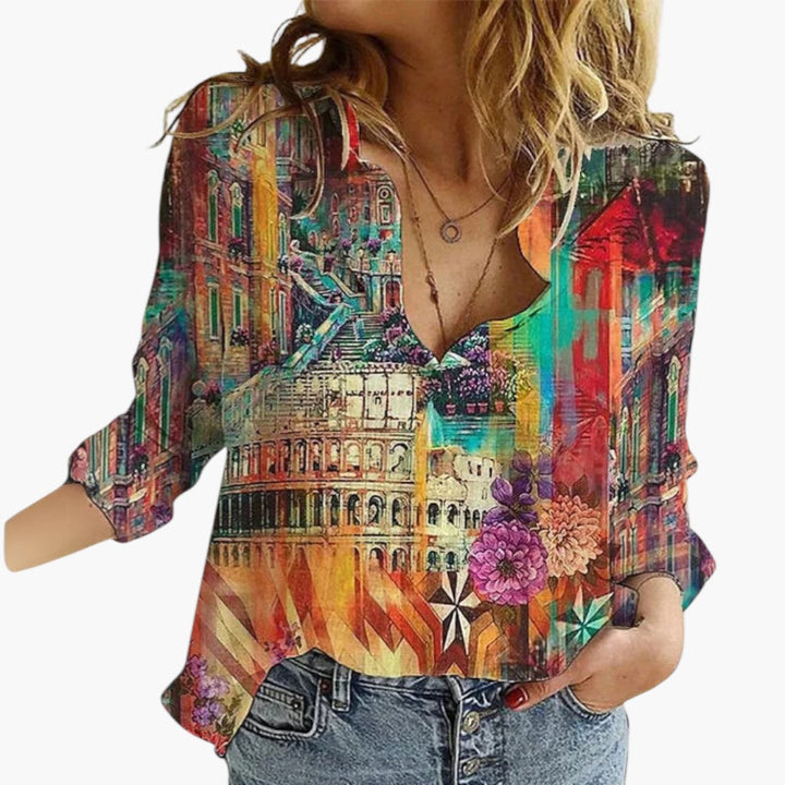 Dam Blus | Oversized | V-Ringad | Sommar