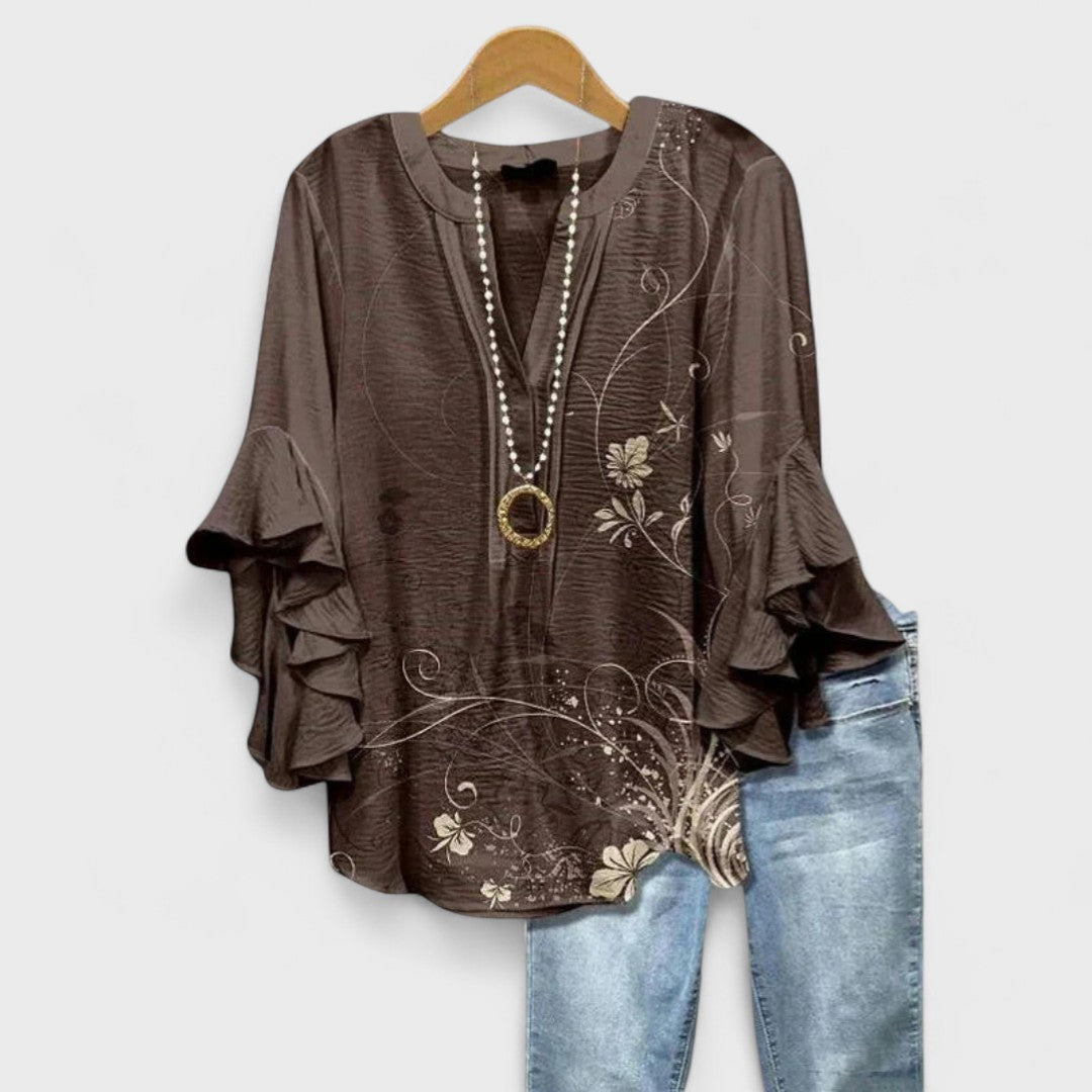 Dam Set | Blommig Blus | Volangärm | Sommar