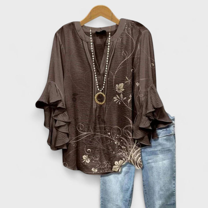 Dam Set | Blommig Blus | Volangärm | Sommar