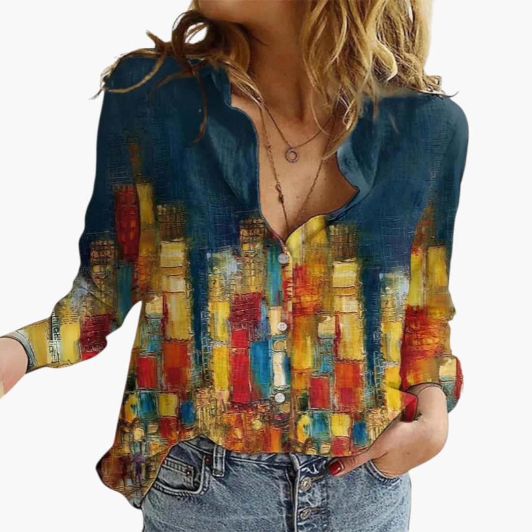 Dam Blus | Oversized | V-Ringad | Sommar