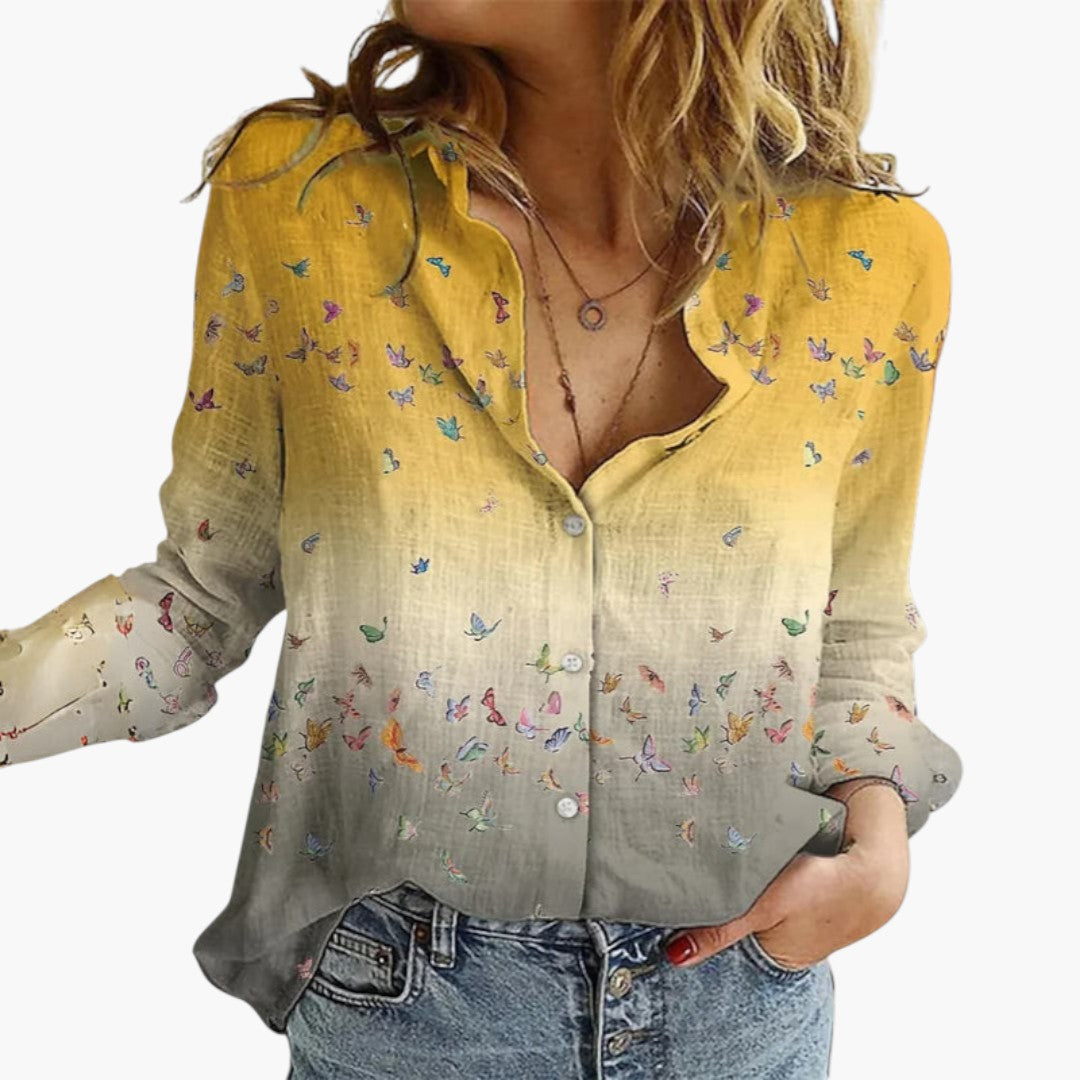 Dam Blus | Oversized | V-Ringad | Sommar
