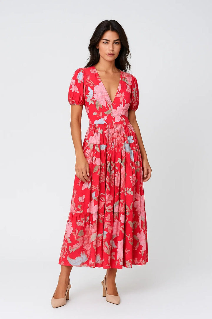Dam Klänning | Elegant Flowy | Korte Mouw | Sommar