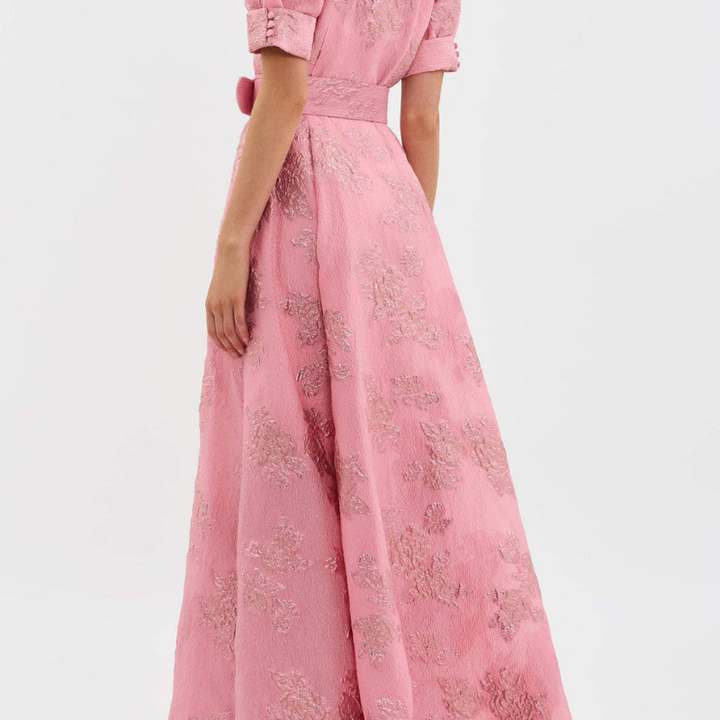 Klänning Maxi | Elegant Klänning | Puffärmar | Markerad Midja
