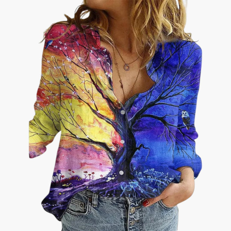 Dam Blus | Oversized | V-Ringad | Sommar