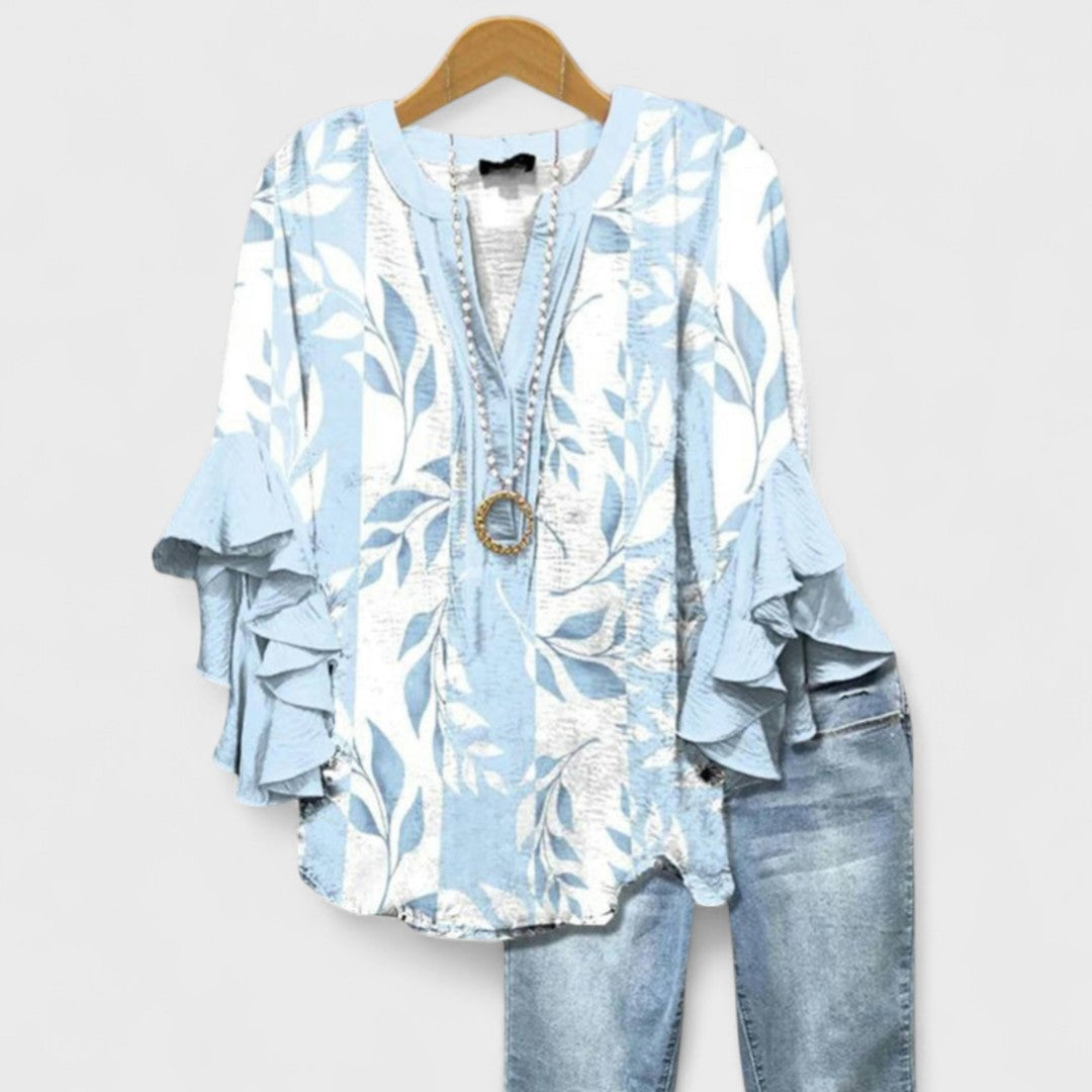 Dam Set | Blommig Blus | Volangärm | Sommar