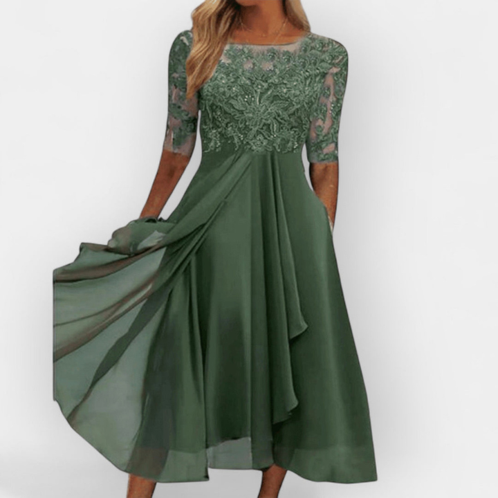 Elegant Midi-Klänning Dam | Feminin Silhuett | Tidlös &amp; Stilfull Design