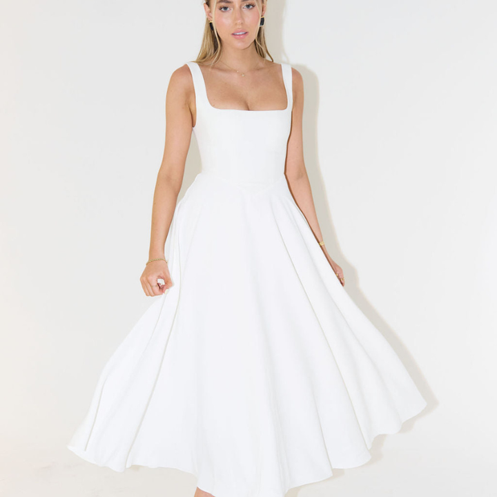 Klänning Maxi | Elegant A-linje Klänning | Breda Axelband | Tidlös Design