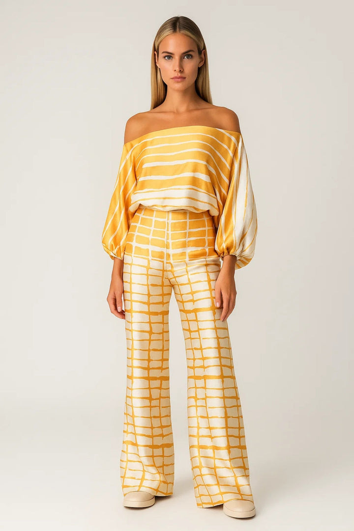 Dam Set | Elegant Wijde Pijpen | Off Shoulder | Sommar