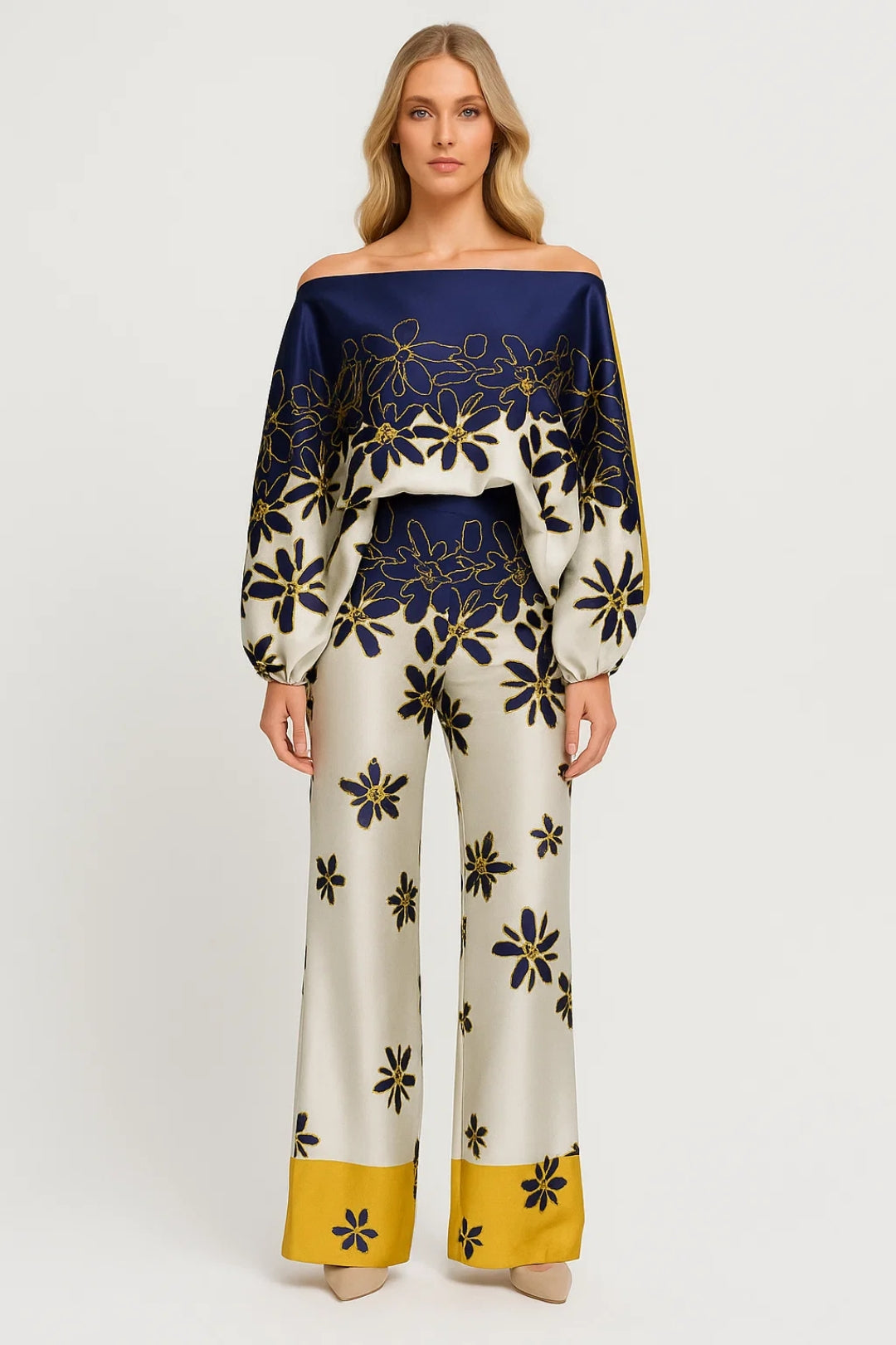 Dam Set | Elegant Wijde Pijpen | Off Shoulder | Sommar