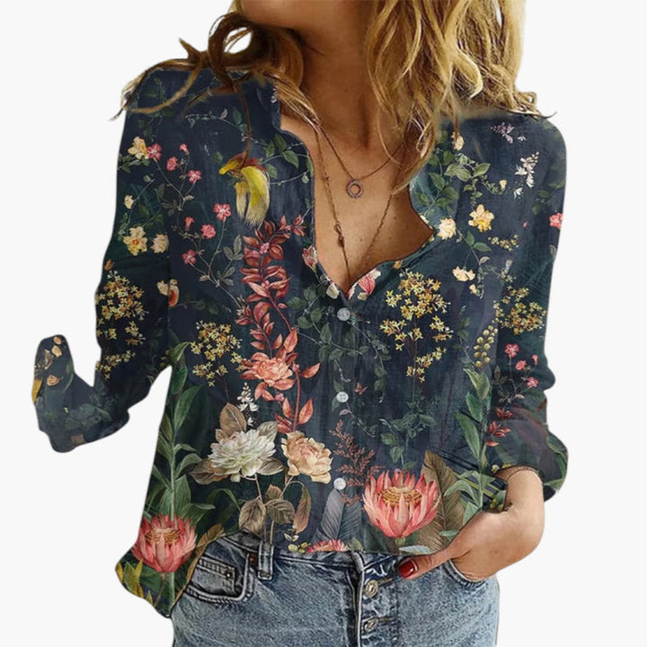 Dam Blus | Oversized | V-Ringad | Sommar
